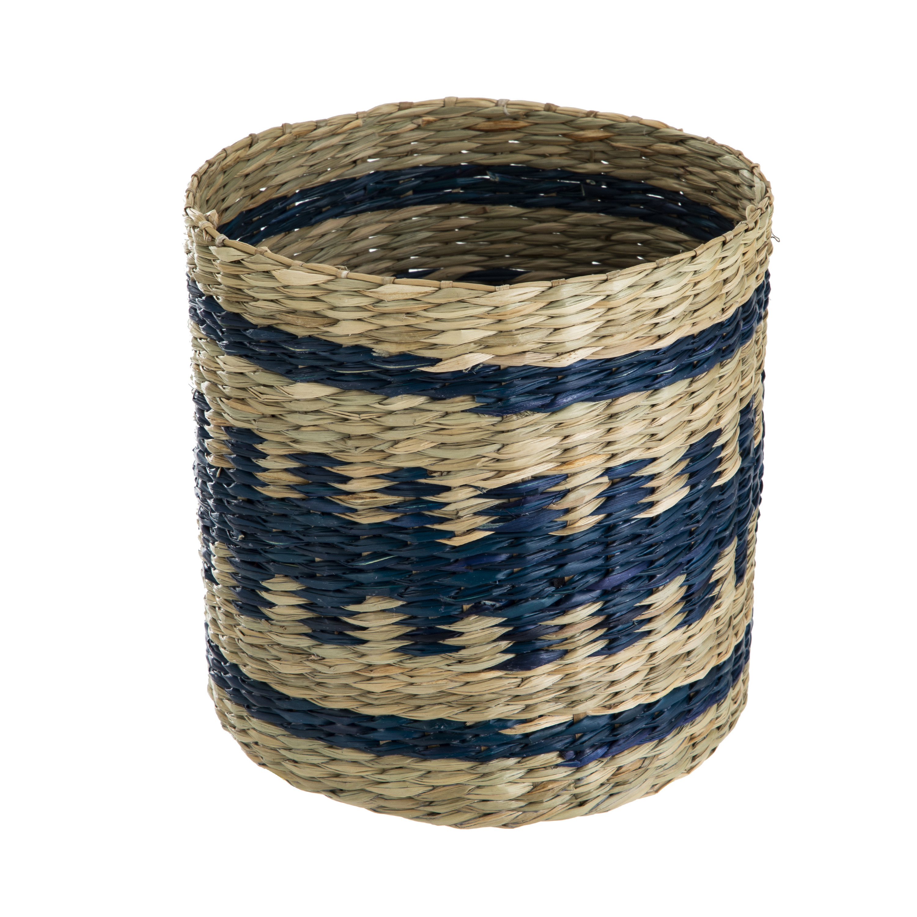 Packed Party Summer Natural and Blue Seagrass Small Storage Basket - Walmart.com | Walmart (US)