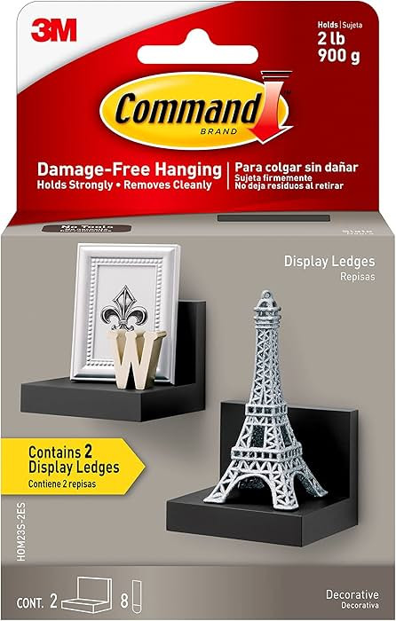 Command Display Ledges, Holds up to 2 lb, Slate, 2 Ledges with 8 Medium Command Strips, Damage Fr... | Amazon (US)