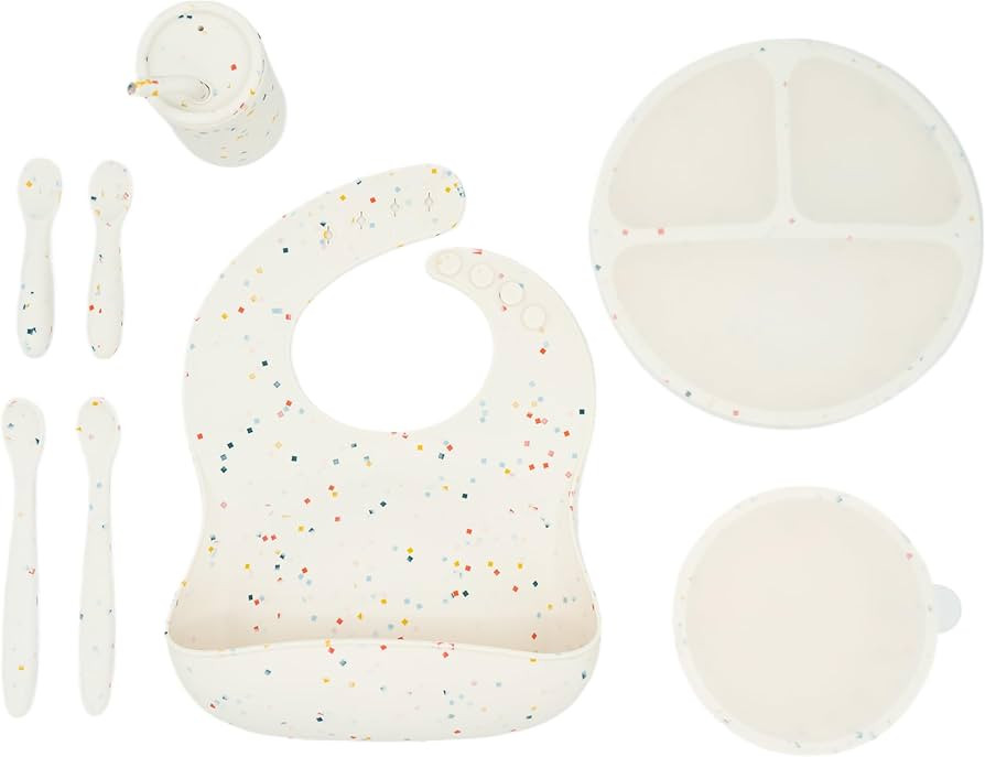 WeeSprout Baby Led Weaning Bundle, Silicone Suction Bowl, Spoons, Bib & Cup, Develops Self Feedin... | Amazon (US)