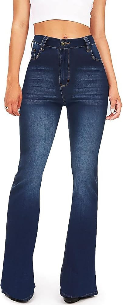 KDF Flare Jeans for Women Women's Bootcut Bell Bottom Jeans High Waisted Stretch Slimming Bell Bo... | Amazon (US)