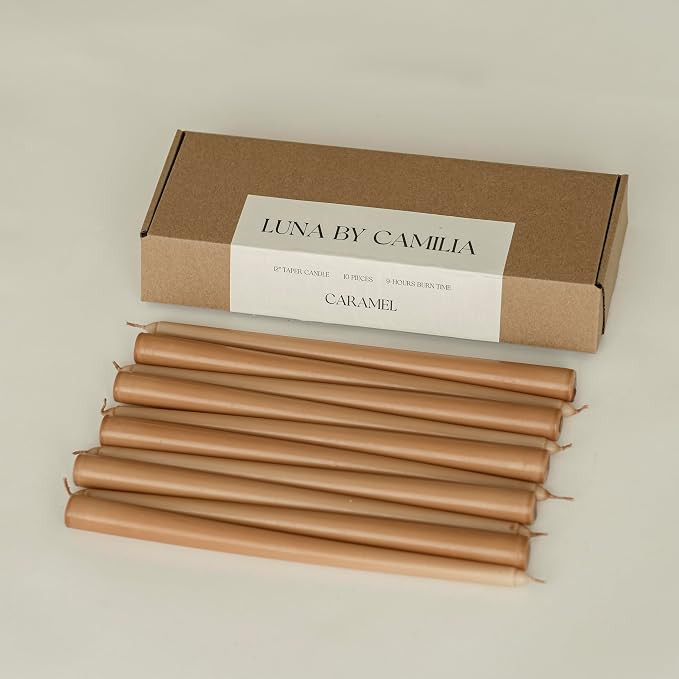 10 Pieces Luna By Camilia 12 Inch Taper Candles, Wedding & Events Taper Candles… (Caramel) | Amazon (US)