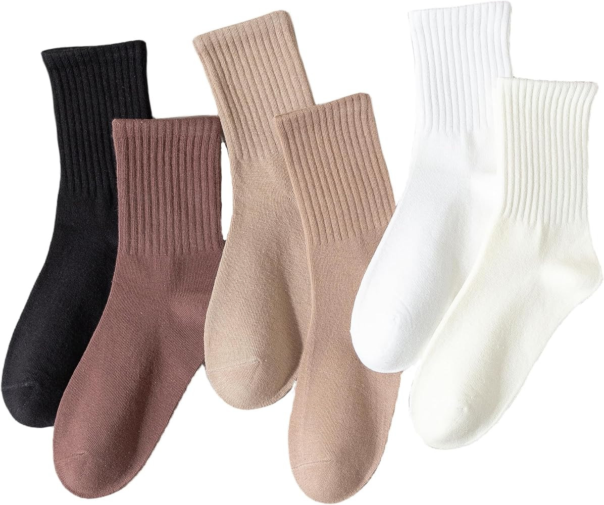 6 pairs crew socks for womens, No pilling socks,Casual thin Socks and cozy socks 5-9 | Amazon (US)