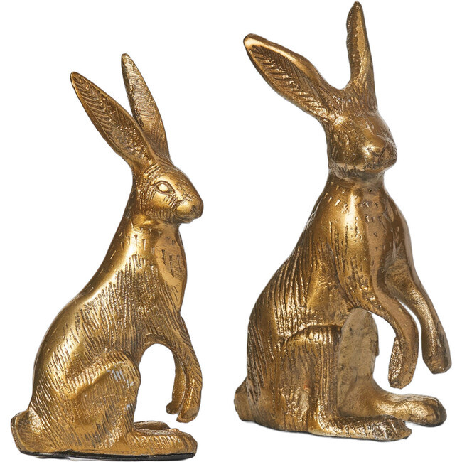 Darby Creek Trading | Bronze Aluminum Standing Easter Bunny Rabbit Figurine Décor Set of 2 (Brown) | Maisonette | Maisonette