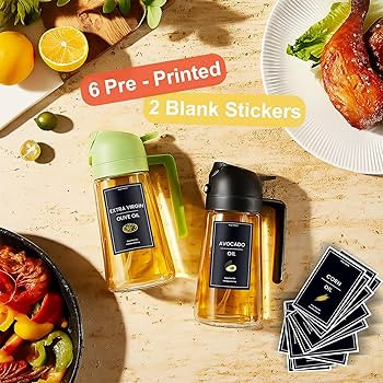CXINYI - 16oz/470ml Olive Oil Dispenser for Kitchen with Stickers - 2 in 1 Olive Oil Sprayer for ... | Amazon (US)