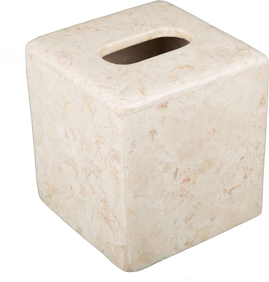 Creative Home Natural Champagne Marble Square Tissue Box Cover Facial Tissue Paper Holder Bathroo... | Amazon (US)