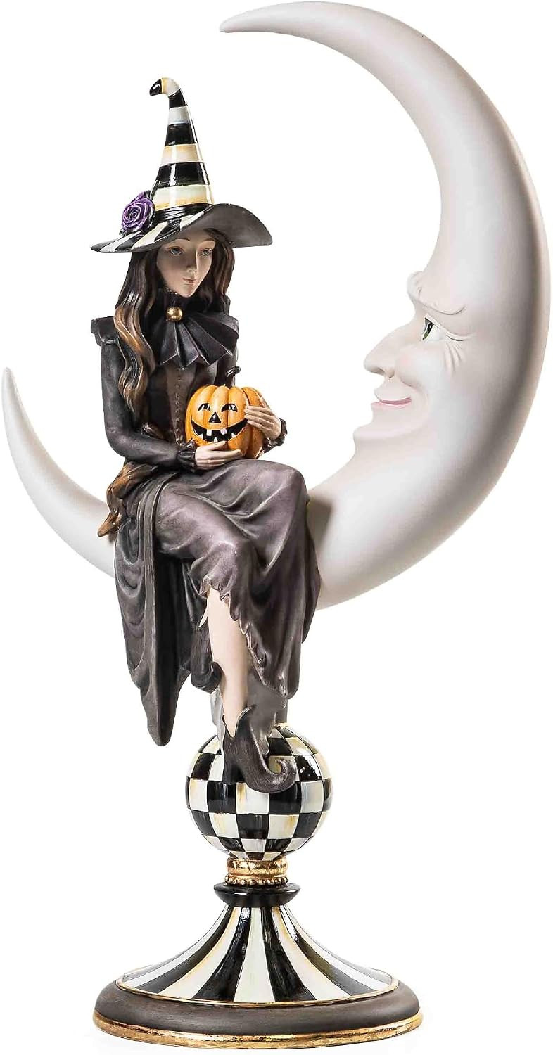 MACKENZIE-CHILDS Spellbound Witch and Moon Figure, Halloween Witch Decor, Indoor Halloween Decoration | Amazon (US)