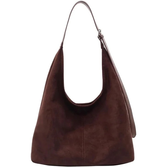 Suede Hobo Bag Slouchy Bags for Women Brown Tote Handbag Large Work Bag Retro Suede Shoulder Bag ... | Walmart (US)