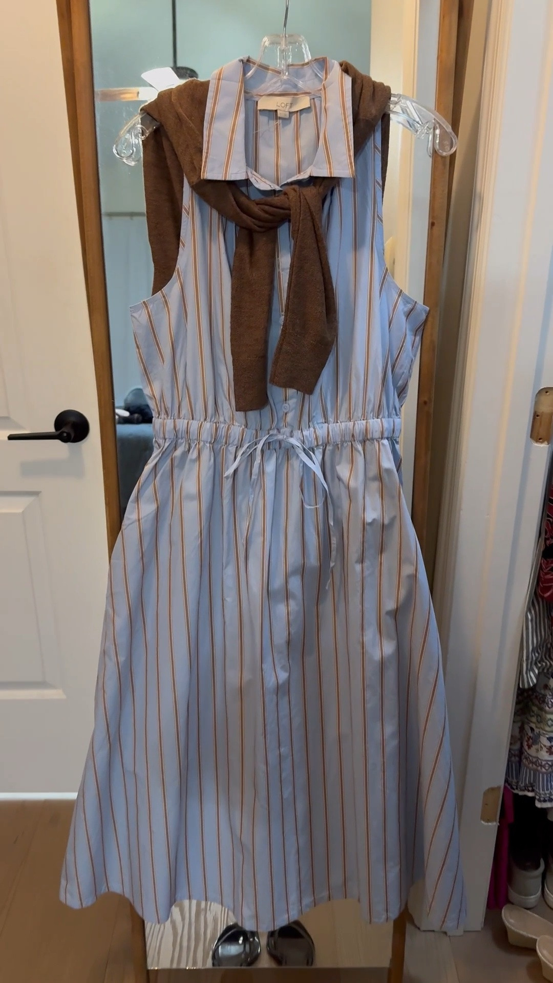 Such a pretty dress and I love the light blue and brown together.  Summer dress, business casual outfit

#LTKootd #LTKSeasonal #LTKWorkwear