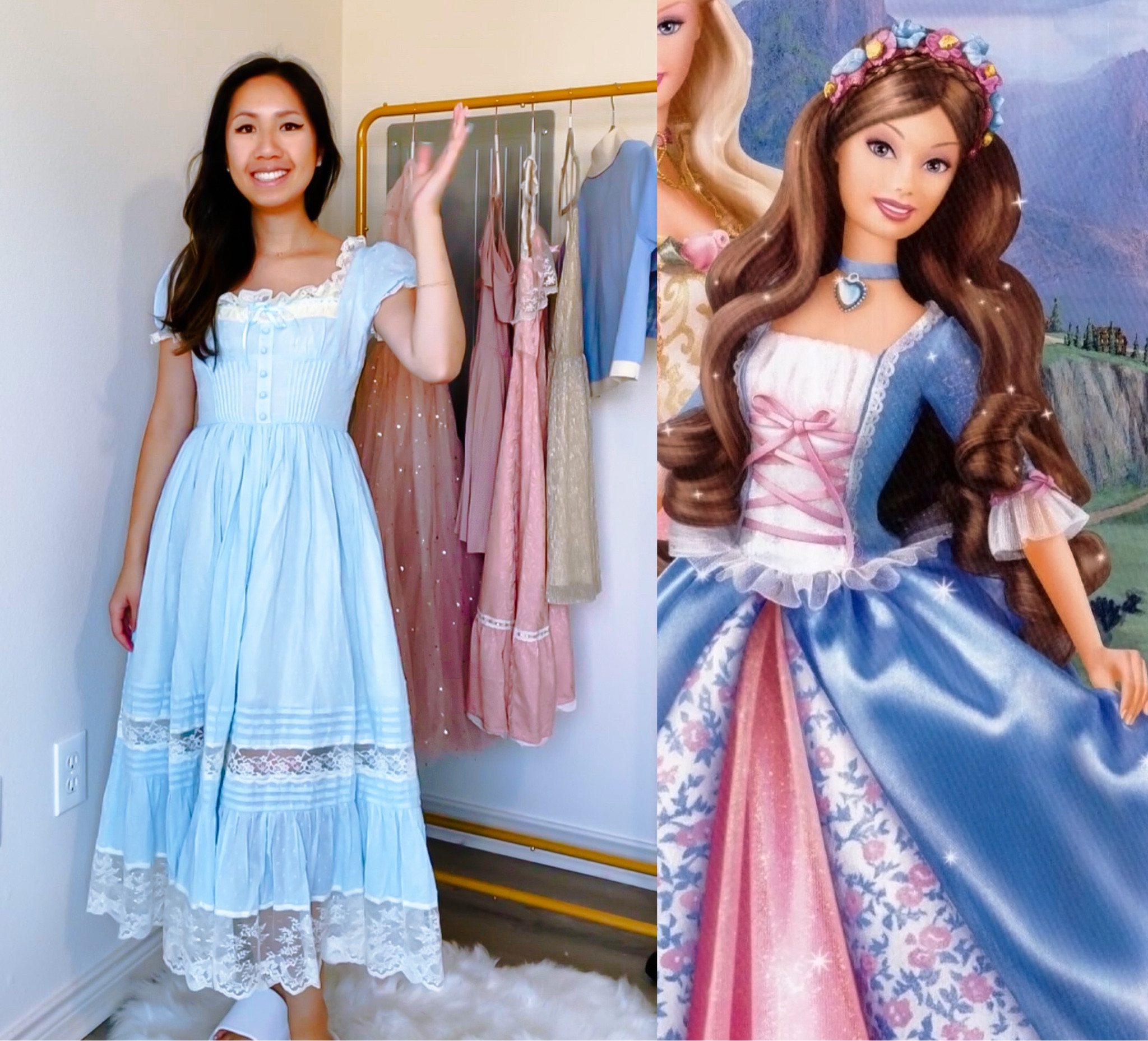 Princess and the Pauper inspired outfit. My dress is from LaceMade (discount on my site). Linking dupes! 🩵🩷

#LTKFind #LTKstyletip #LTKunder100