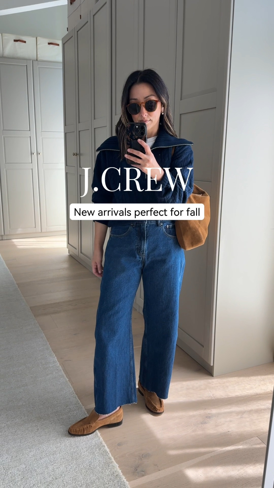 Such a good fall combination - cashmere, barrels, and this beautiful suede shoulder bag. @jcrew #injcrew #ad

Cashmere quarter zip xs
Mid-rise barrel jeans regular 26 - cut hems
Berkeley large shoulder bag
Classic loafers 5