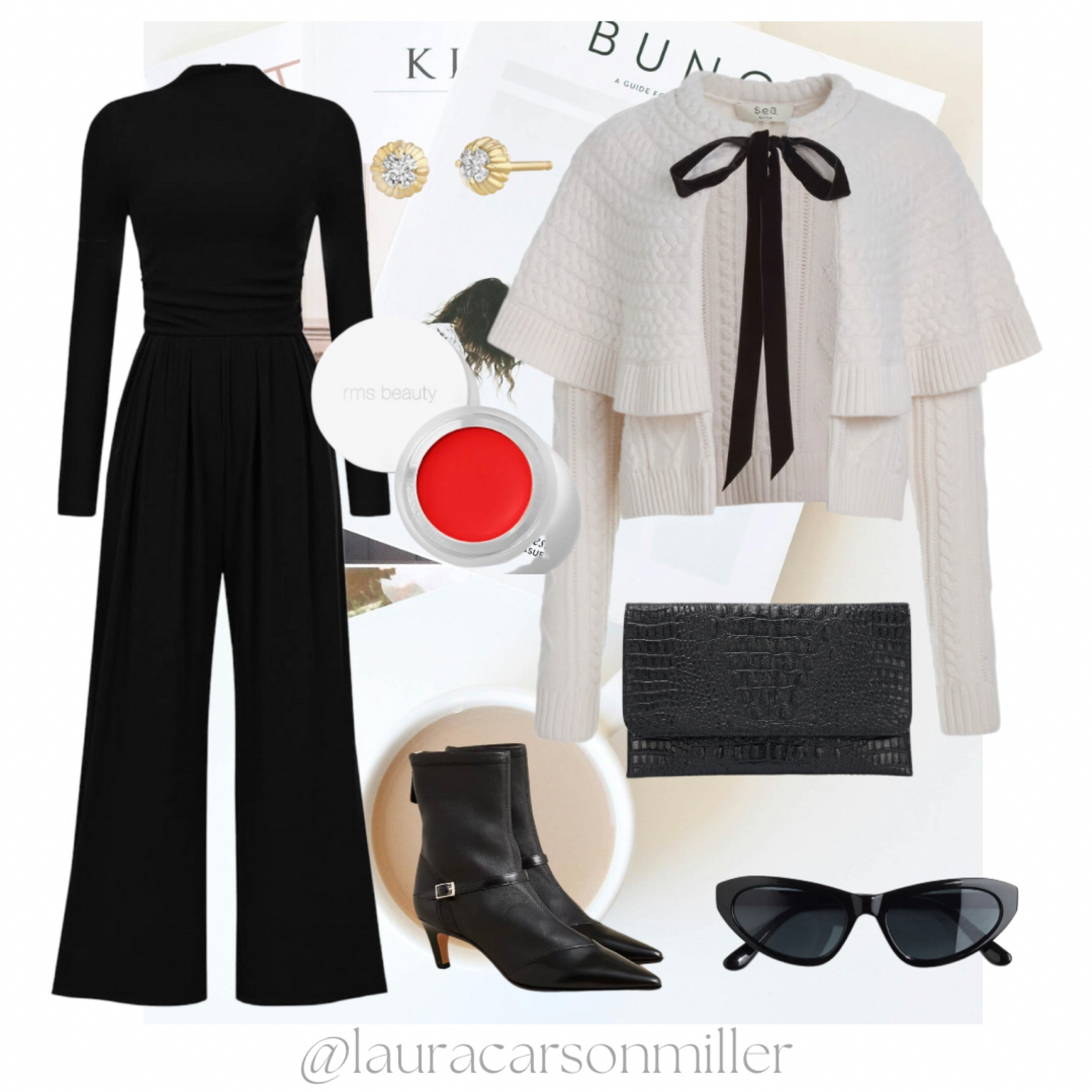 A jumpsuit takes any guesswork out of creating a casually chic outfit that goes anywhere. Up the romance factor with a feminine cardigan or add a shearling jacket or plaid coat to stay cozy in frigid temperatures. 
Jumpsuit, cardigan, romantic clothes, winter outfit, vacation outfit, valentines outfit, clutch bag, ankle boots, lip and cheek stain, Laura carson miller, sunnies, cat eye sunglasses, it bag 

#LTKFindsUnder50 #LTKItBag #LTKWorkwear