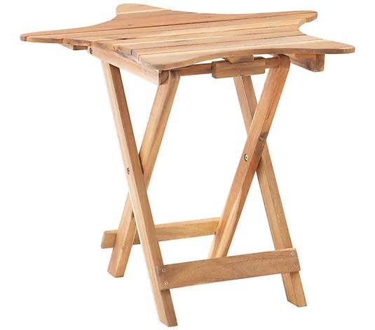 Powell Austin Indoor/Outdoor Star-Shaped Natural Folding Table - QVC.com | QVC