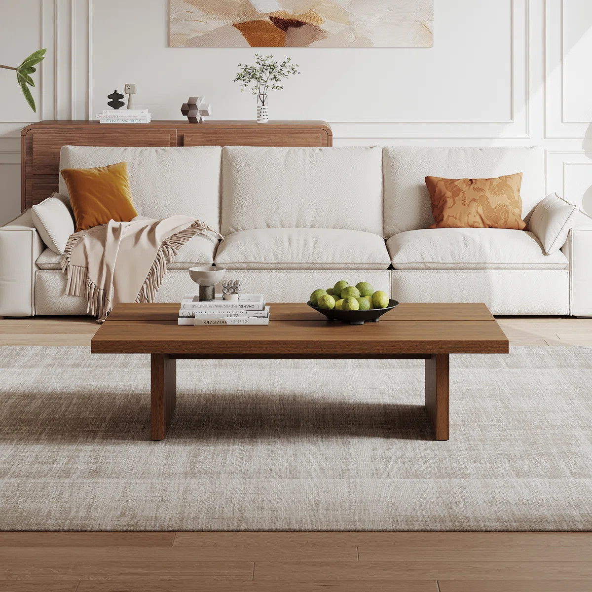 47.2" Modern Rectangular Coffee Table, Pretty Wood Texture | Wayfair North America