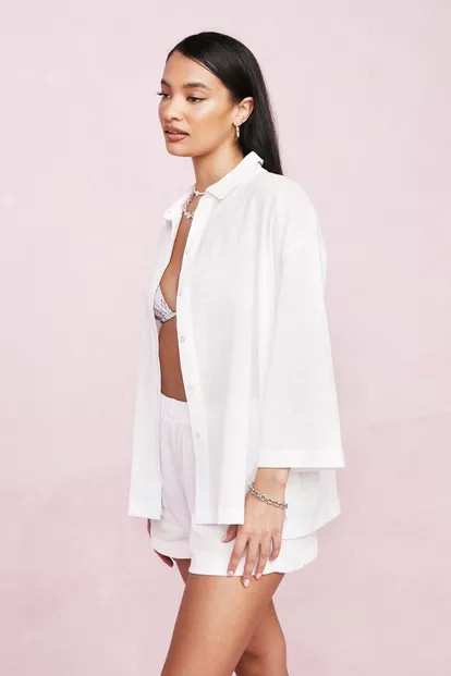 Crinkle Shirt and Cover Up Shorts Set | Nasty Gal (US)