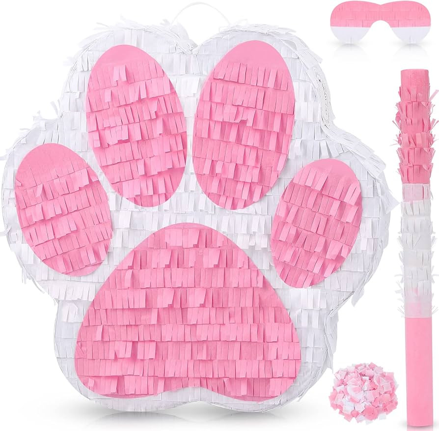 Small Dog Paw Piñata Puppy Birthday Party Supplies Animal Themed Birthday Piñata with Blindfold... | Amazon (US)