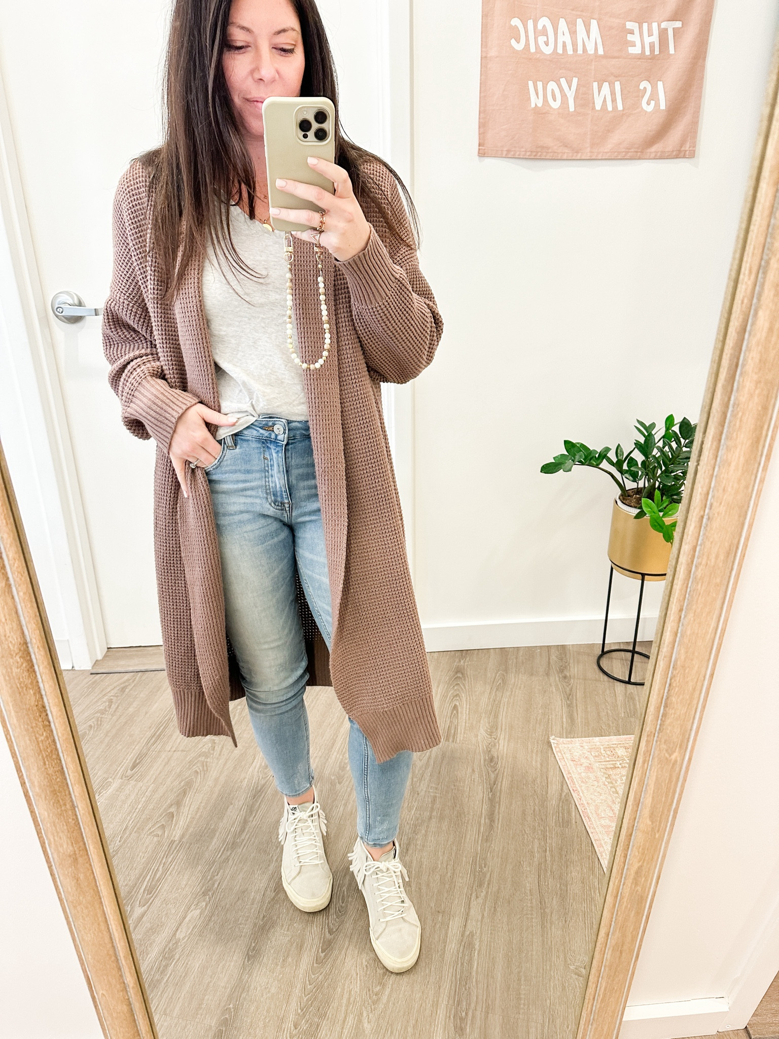 Cozy office vibes always. Amazon cardigan.