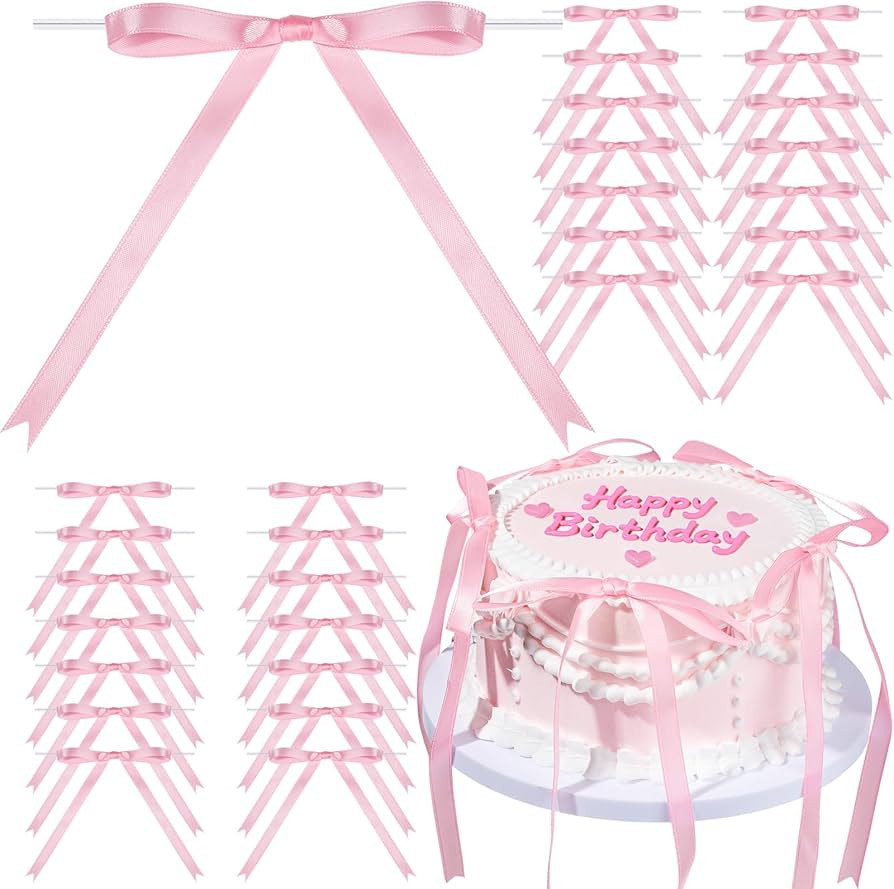YGDZ Pink Bows, 5x7 Inch Satin Pink Bow Decor, 30PCS Ribbon Pink Bows for Cake, Gift Wrapping, Ba... | Amazon (US)