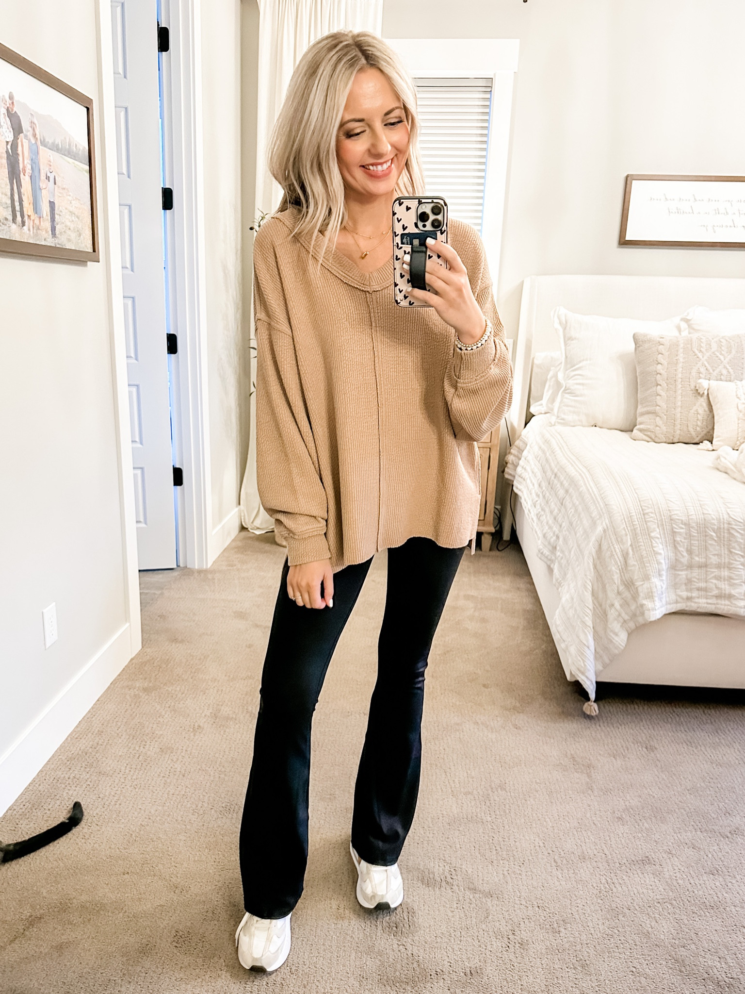 Aerie cozy long sleeve sweater paired with black flare leggings 🖤

#LTKstyletip #LTKsalealert #LTKunder50