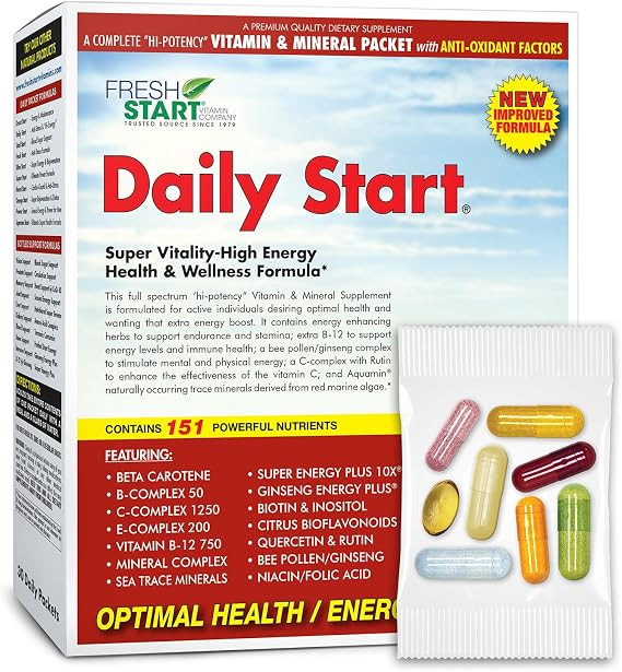 Daily Start Complete Daily Vitamin Pack | 10X Energy & Stamina Booster | Vitamin A, B, C, D, E, B... | Amazon (US)