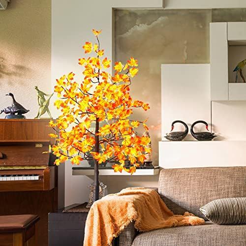 OOLALOO Fall Tree Decor Lighted Maple Tree 6 FT Warm White Led Tree Lights 8 Modes for Indoor Hom... | Amazon (US)