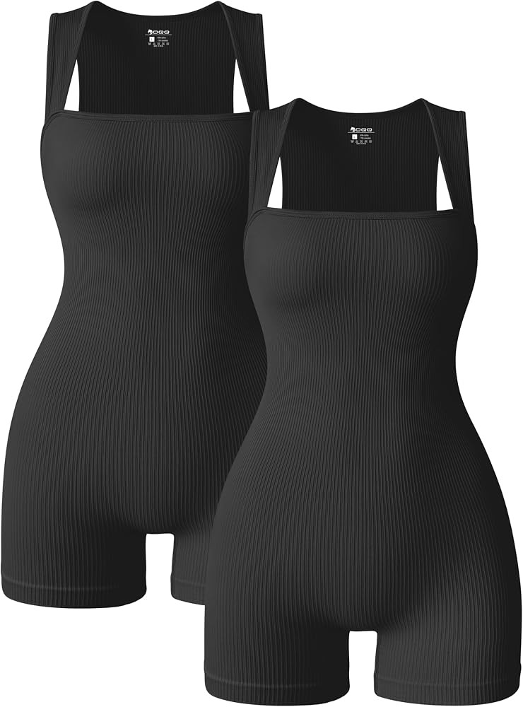 OQQ Women 2 Piece Rompers Yoga Stretch Strappy Square Neck Sleeveless Exercise Rompers | Amazon (US)
