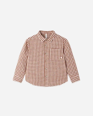 Collared Long Sleeve Shirt Brick Check | Rylee + Cru