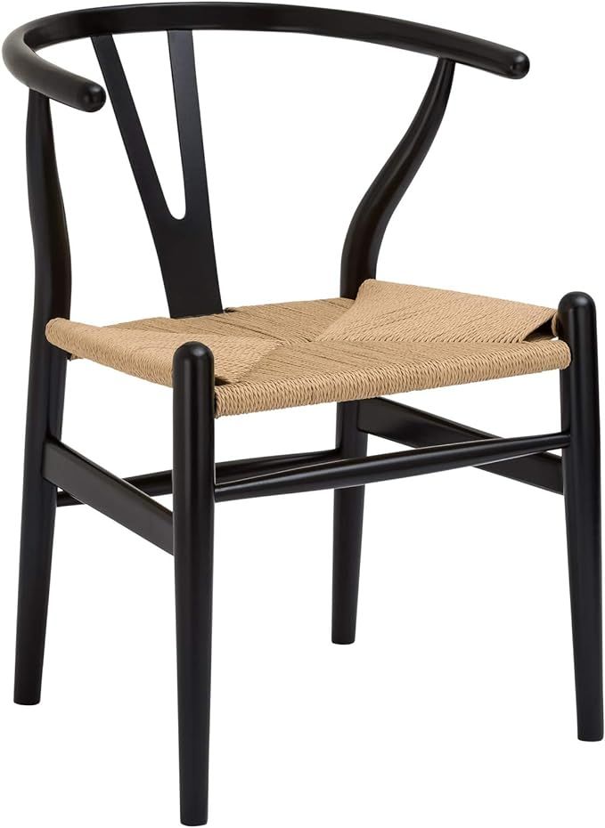 Amazon.com: Poly and Bark Weave Modern Wooden Mid-Century Dining Chair, Hemp Seat, Natural (Set o... | Amazon (US)