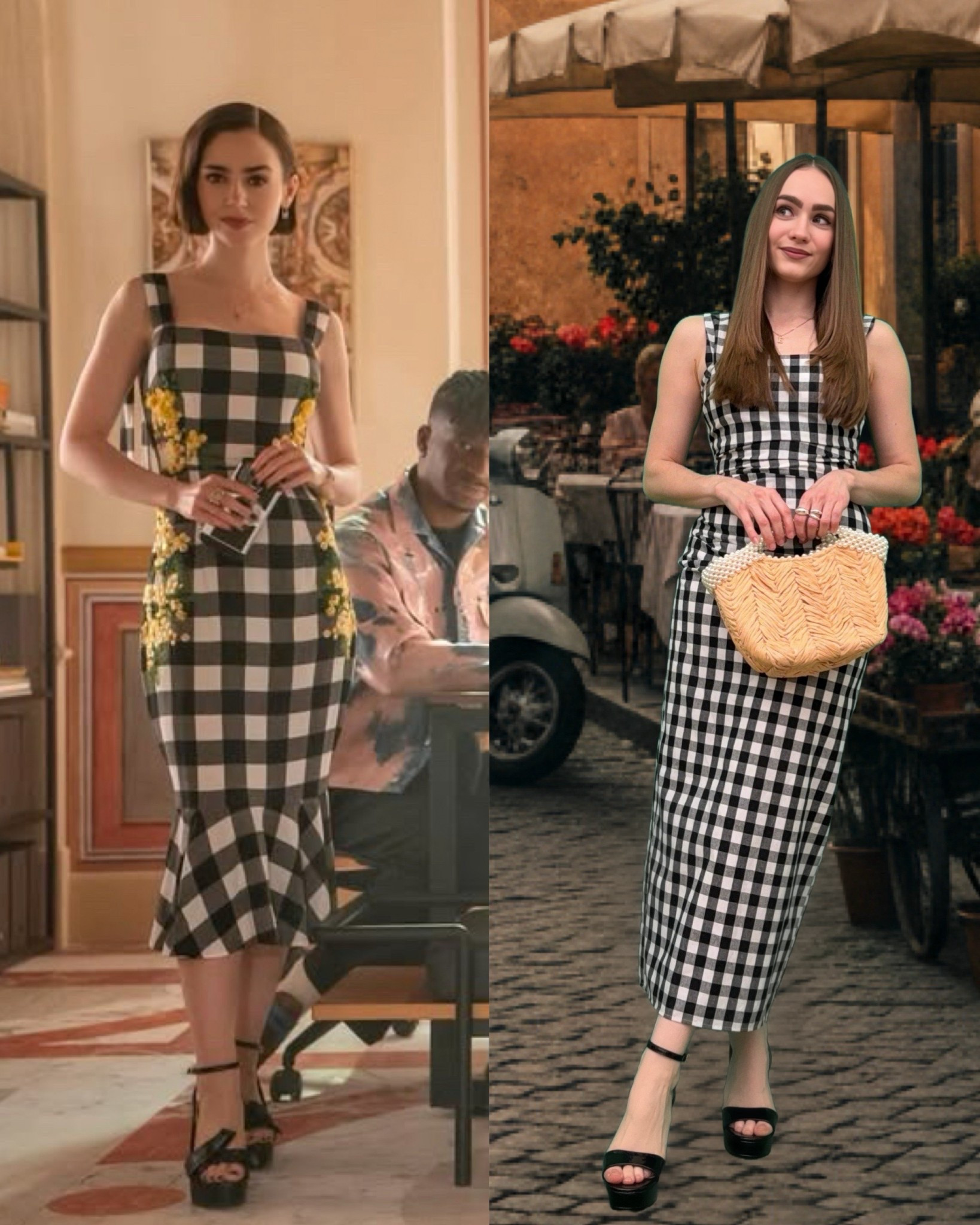 Emily in Paris Season 5 ✨ Rome Outfit recreation.

Couldn’t link the dress here, but it’s the Rita Gingham Linen Blend Dress from Kitri.