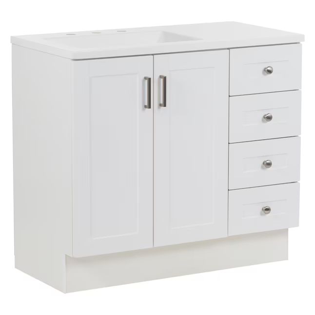 Style Selections Myers 36-in White Single Sink Bathroom Vanity with White Cultured Marble Top (Mi... | Lowe's