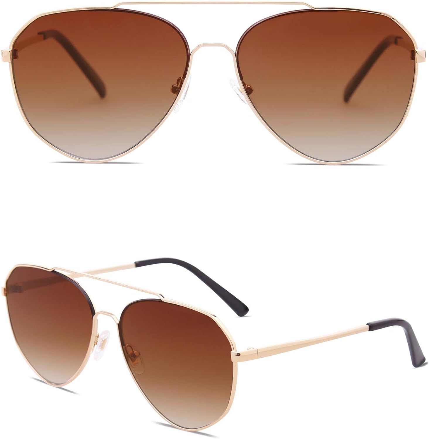 SOJOS Oversized Aviator Sunglasses Mirrored Flat Lens for Men Women UV400 SJ1083 | Amazon (US)