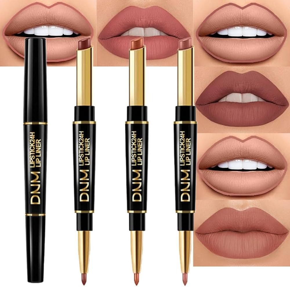 evpct Juego de 3 delineadores de labios y pintalabios de color nude, marrón y castaña para muje... | Amazon (US)