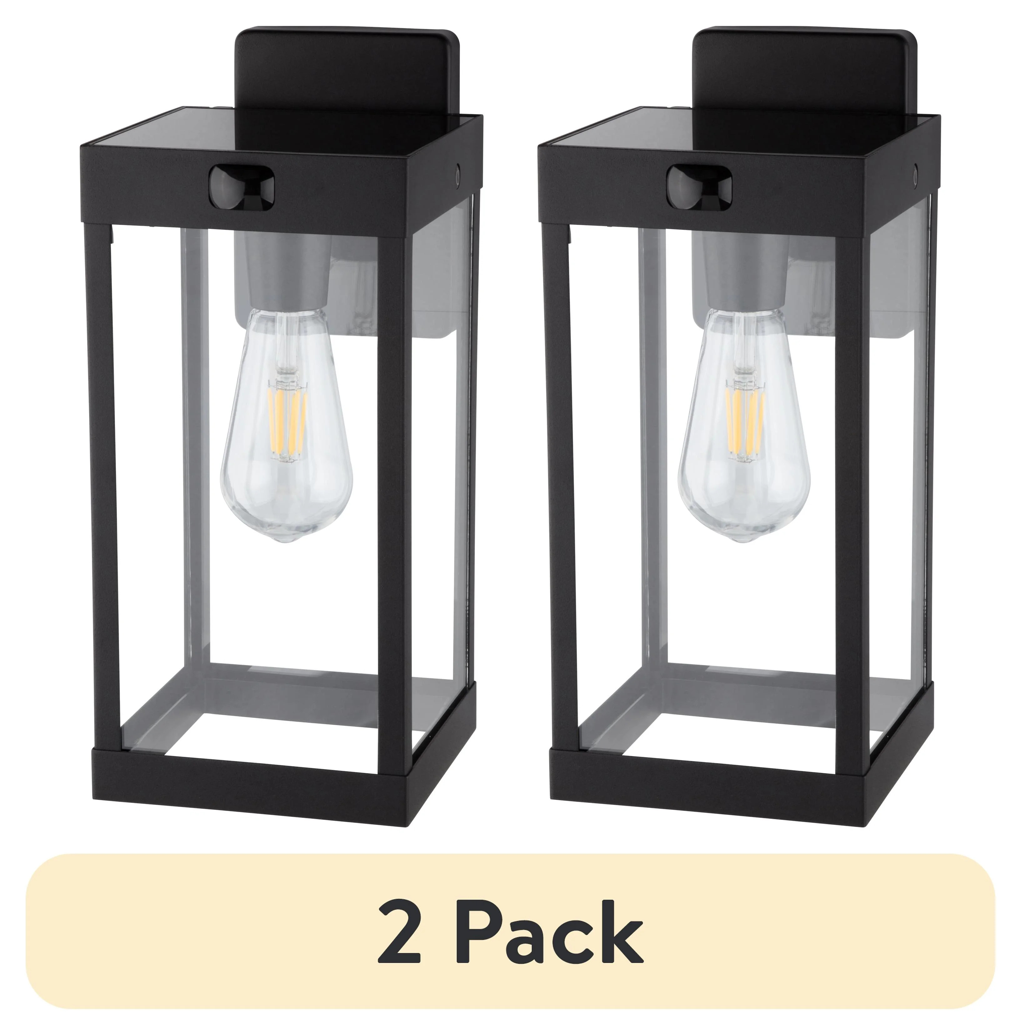 (2 pack) Better Homes & Gardens Solar Dusk to Dawn Decorative Outdoor LED Light, Metal, Glass, 20... | Walmart (US)