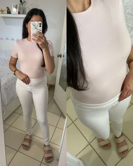 soft pink bodysuit: small // seamless bra: small // white pants: small // watch: rose gold // beige sandals: 6.5 

Summer outfit, spring outfit, casual outfit, Amazon finds, double lined top, second skin, spandex, buttery soft

#LTKfindsunder100 #LTKworkwear #LTKstyletip