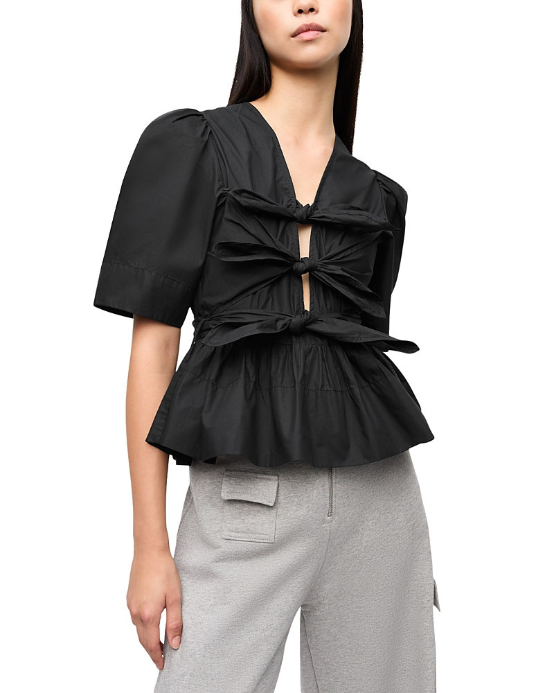 Ganni Tie Front Peplum Top | Bloomingdale's (US)