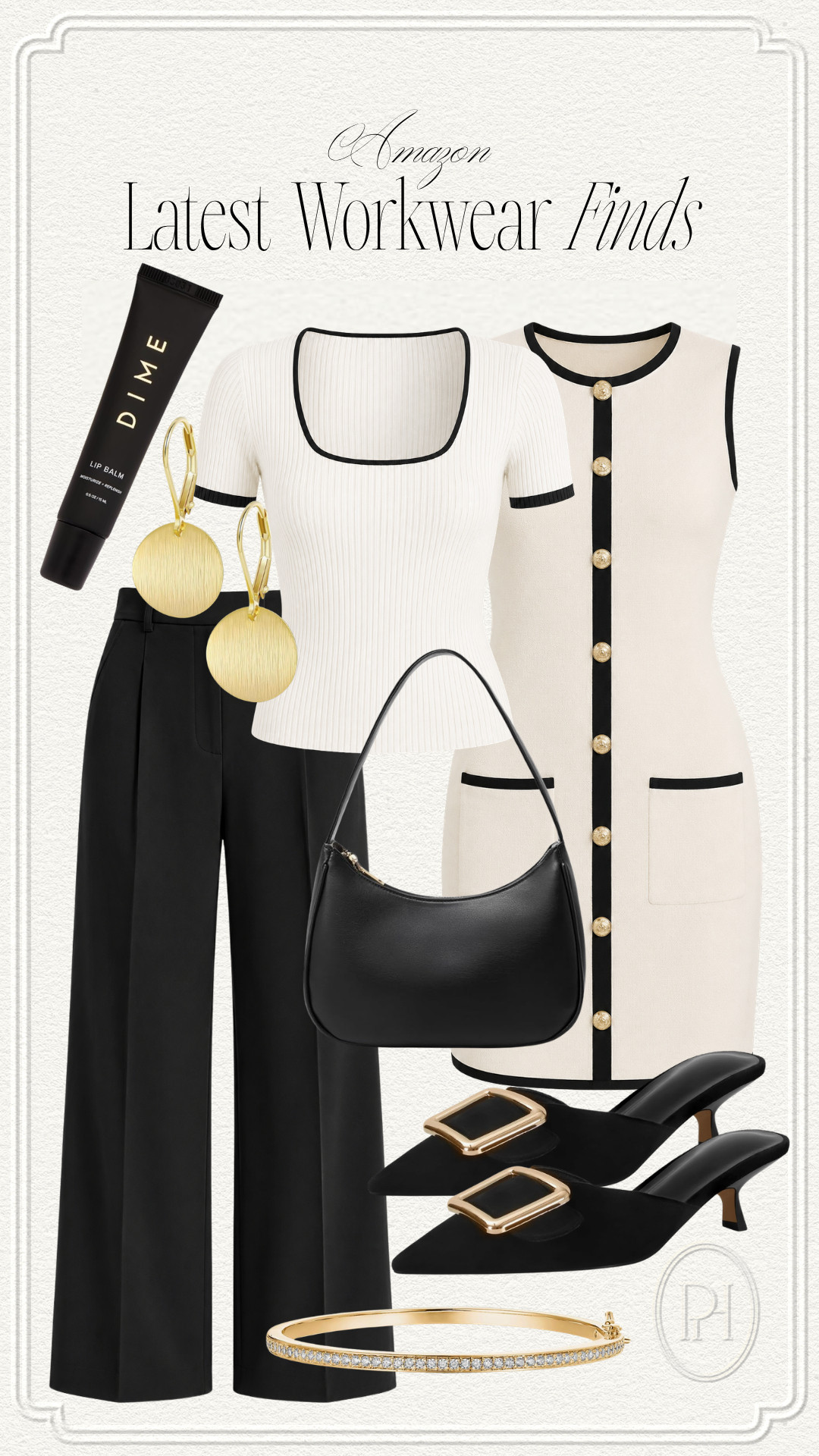 Latest workwear finds from Amazon!

office looks, office wear, office casual, black pants, work slacks, work dress, lip balm, lip gloss, gold earrings, black handbag, kitten heels, black heels, tennis bracelet, fitted tee, black and white looks 

 #LTKgrwm #LTKootd #LTKWorkwear