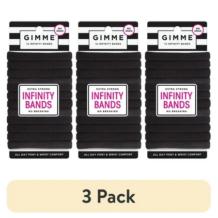 (3 pack) Gimme Seamless Hair Ties for Medium Fit Hair, Microfiber, Black, 12 Count | Walmart (US)