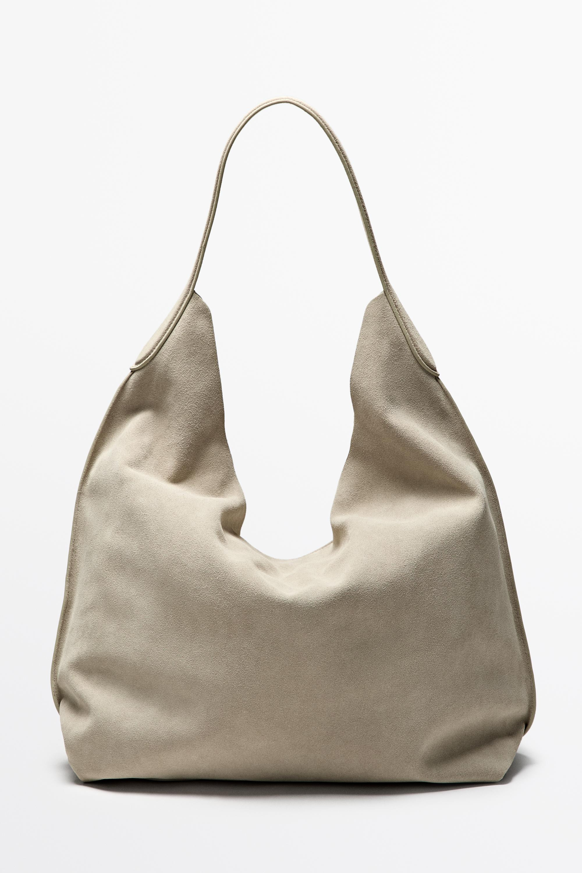 Maxi split suede leather shoulder bag | Massimo Dutti UK