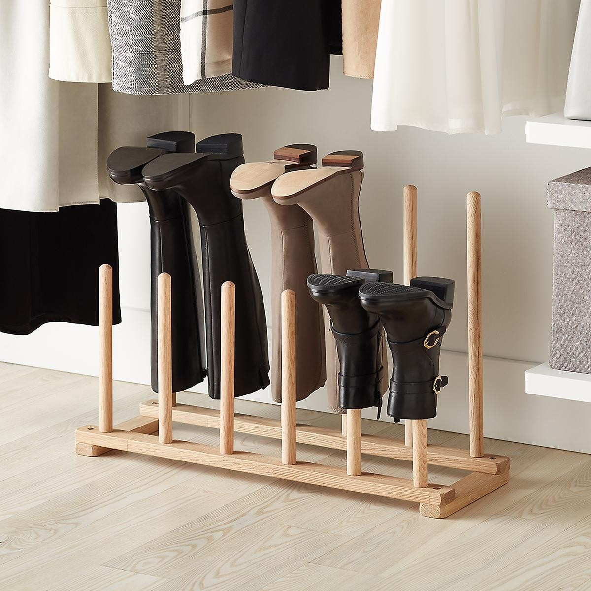 6-Pair Natural Boot Rack | The Container Store