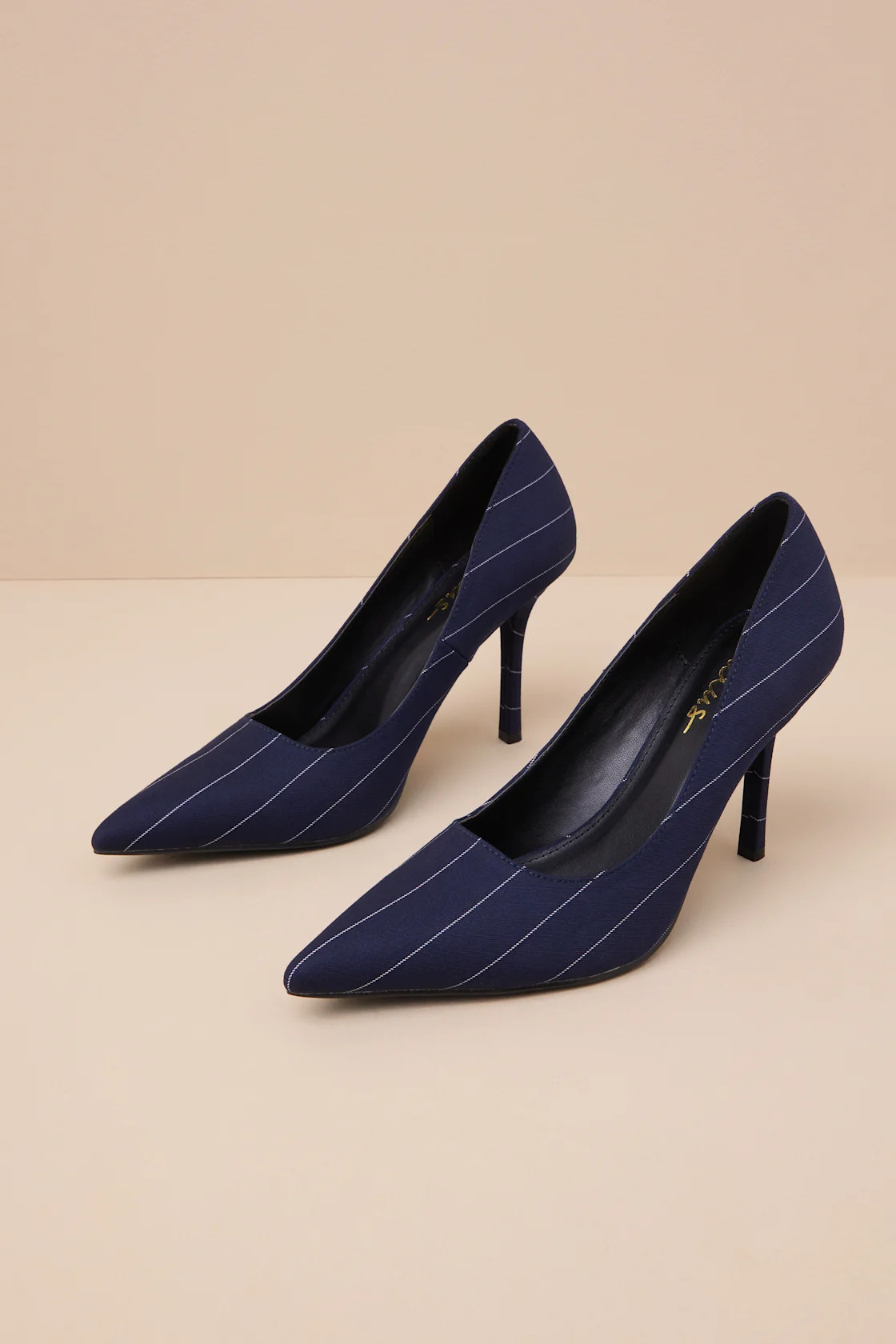 Kennett Navy Pinstripe Pointed-Toe Pumps | Lulus