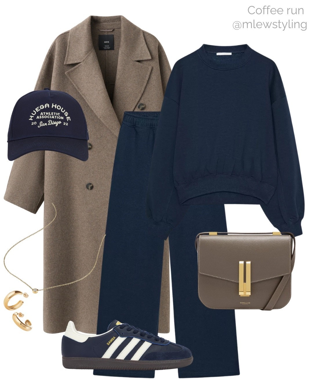 Winter outfit for a coffee run ☕️

Tags: navy blue matching set, Zara sweatshirt, airport outfit, travel look, revolve baseball cap, adidas samba sneakers, taupe DeMellier bag, gold hoop earring, mongo oversized wool coat 

#LTKSeasonal #LTKootd #LTKTravel