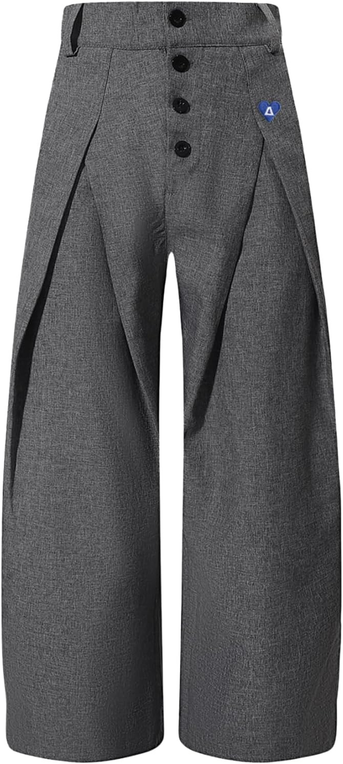 Aelfric Eden Wide Leg Dress Pants Mens Womens Baggy Pleated Trousers Vintage Button Front High Waisted Y2K Streetwear Pants | Amazon (US)