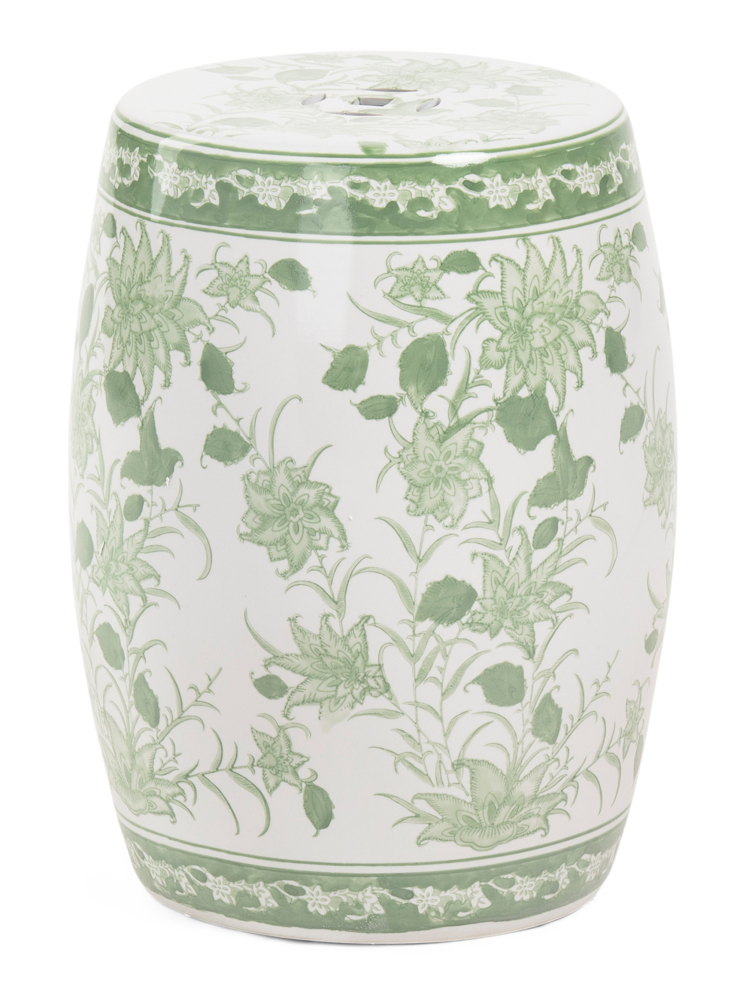 17.25 Chinoiserie Pinwheel Flower Decorative Ceramic Stool | TJ Maxx