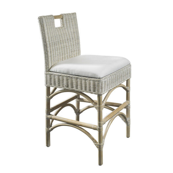 Malio Whitewash Rattan Counter Stool | Bellacor