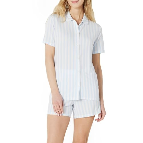 Amazon Essentials x Sofia Grainge Women's Mommy and Me Short Sleeve Pajama Set, Pale Blue Bold Stripe, XX-Large | Amazon (US)