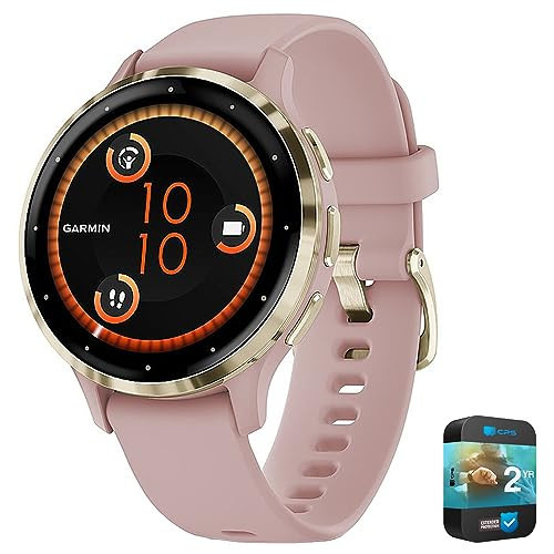 Garmin Venu 3S Health Fitness GPS Smartwatch Gold Steel Bezel with Dust Rose Case 41mm | Official USA Partner Model | Bundle 010-02785-03 with 2 YR CPS Enhanced Protection Pack | Amazon (US)