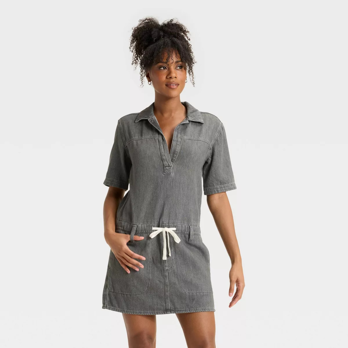 Women's Short Sleeve Drop Waist Drawstring Mini Dress - Universal Thread™ | Target