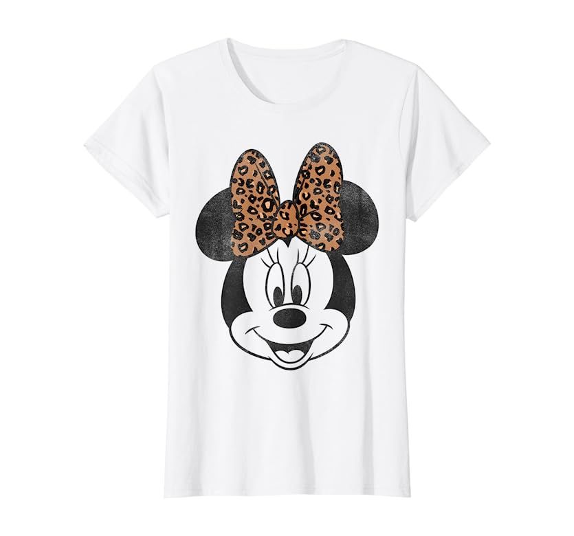 Disney Mickey And Friends Minnie Mouse Leopard Bow Portrait T-Shirt | Amazon (US)