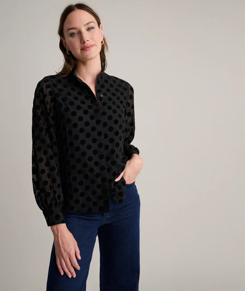 Velvet Polka Dot Gemma Shirt | UNTUCKit (US)