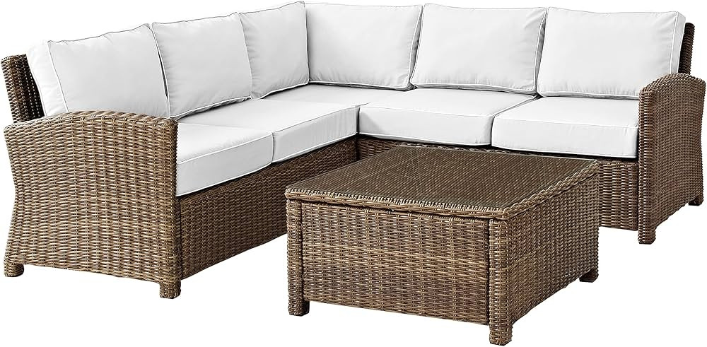 Crosley Furniture Bradenton 4-Piece Outdoor Sectional Sofa Wicker Patio Furniture Set, Sunbrella ... | Amazon (US)