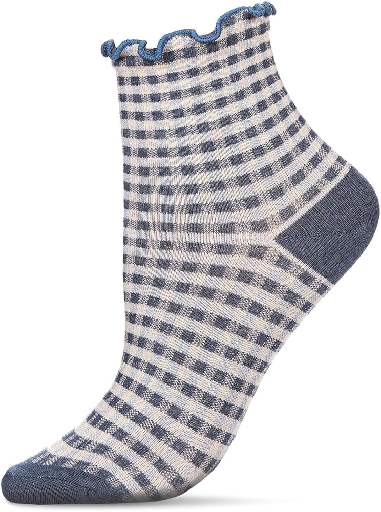 MeMoi Women's Gingham Cotton Blend Ruffle Cuff Anklet Socks | Amazon (US)